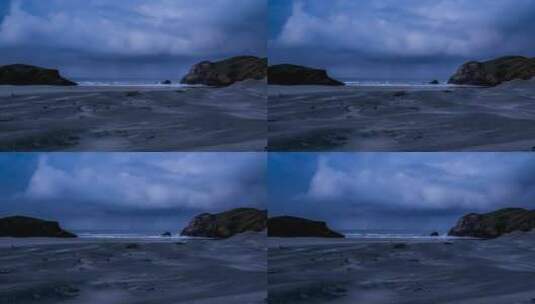 蓝色海边下雨天延时高清在线视频素材下载