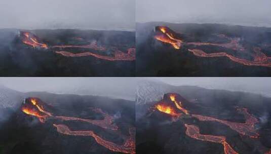 火山熔岩航拍高清在线视频素材下载