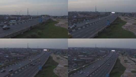 尼日利亚大桥上的交通航拍高清在线视频素材下载