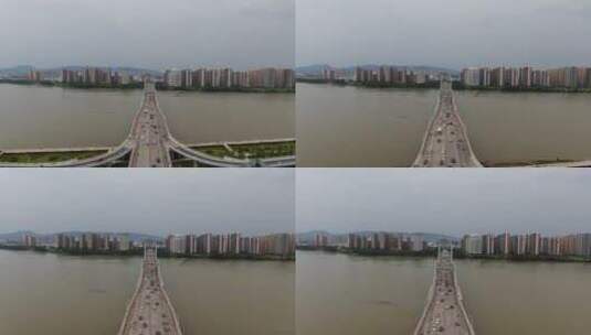 航拍江西吉安大桥交通高清在线视频素材下载