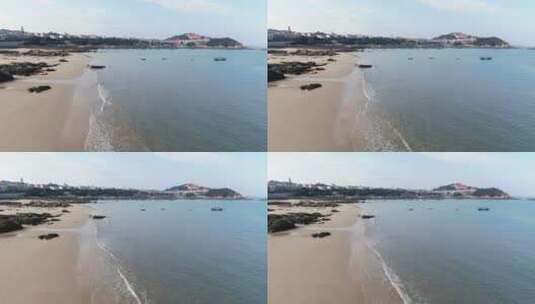 航拍海浪沙滩大海湄洲岛高清在线视频素材下载