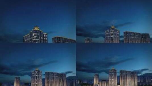 房地产 建筑 漫游三维动画航拍夜景高清在线视频素材下载