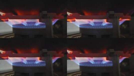 煤气灶天然气点火做饭炉灶高清在线视频素材下载