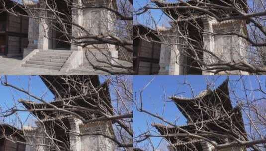 中华民族园撒拉族建筑阁楼石塔高清在线视频素材下载