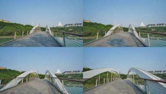 广西南宁民歌湖曲水桥高清在线视频素材下载