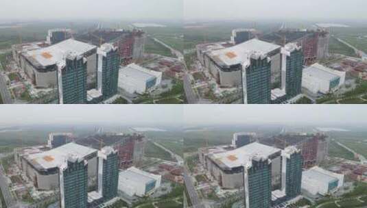 上海浦东新区临港小区建设4K航拍高清在线视频素材下载