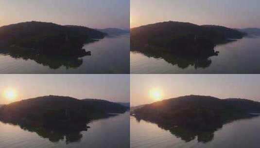 旅游景区 航拍鼋头渚太湖仙岛顶日出 右转高清在线视频素材下载