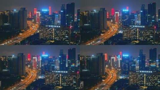广西南宁城市夜景航拍高清在线视频素材下载