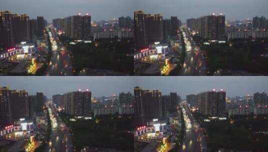 衡阳蔡伦大道夜景低空航拍高清在线视频素材下载
