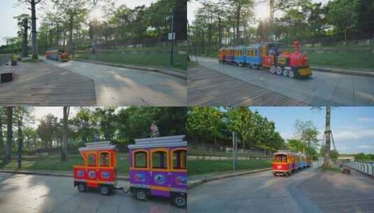 公园景区观光车小火车高清在线视频素材下载