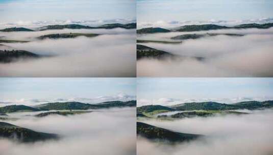 乌兰布统大草原夏天的晨雾高清在线视频素材下载