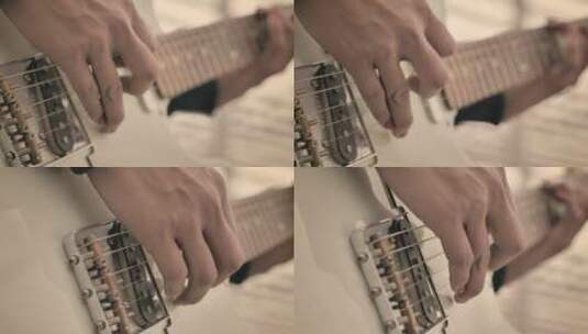 用涂有指甲的手弹吉他高清在线视频素材下载