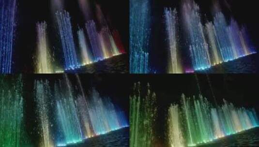五彩缤纷的喷泉陈列高清在线视频素材下载