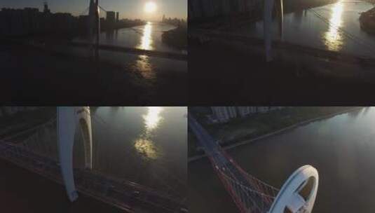 广州夕阳下的猎德大桥高清在线视频素材下载