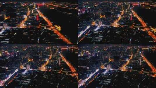 长沙城市夜景航拍高清在线视频素材下载