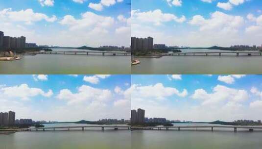安徽蚌埠龙子湖风景航拍4k高清在线视频素材下载