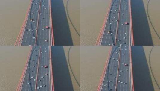 城市航拍武汉鹦鹉洲大桥竖屏航拍高清在线视频素材下载