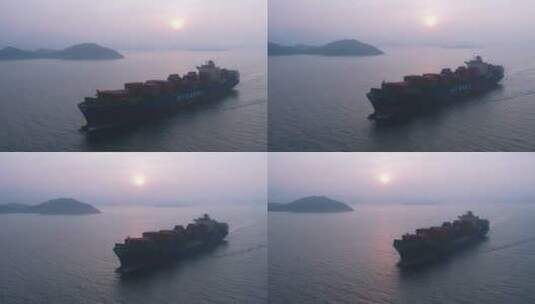 海上航行的集装箱邮轮高清在线视频素材下载