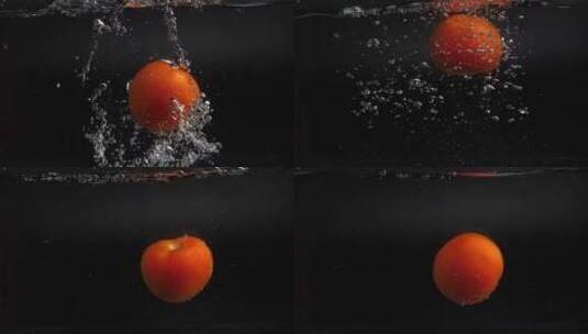 掉进水里的番茄高清在线视频素材下载