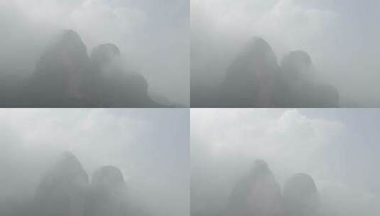 浙江衢州江郎山云雾缭绕航拍日景高清在线视频素材下载