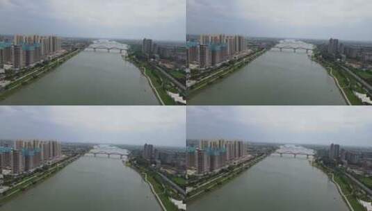城市航拍湖南益阳跨江大桥高清在线视频素材下载