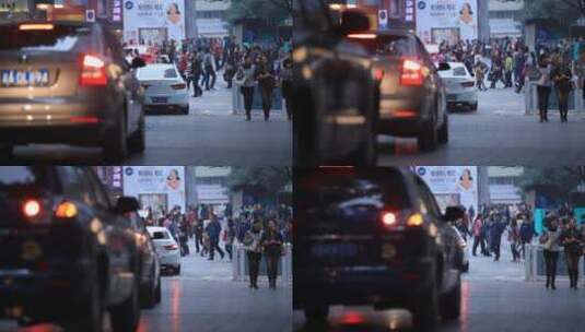 重庆繁华街景 人群人流 汽车车流 疫情前高清在线视频素材下载