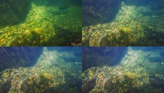 小溪水下镜头清澈见底溪流高清4K纯净水高清在线视频素材下载