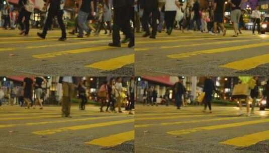 香港穿越城市街道斑马线的人群高清在线视频素材下载