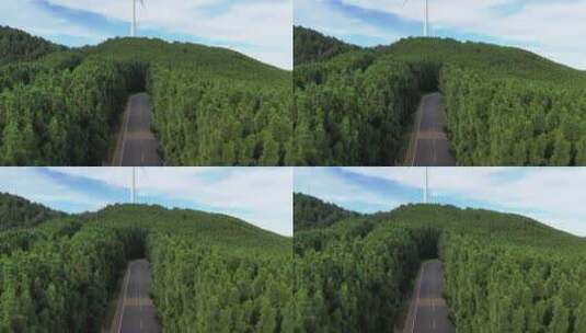 航拍汽车行驶在森林公路旅行自驾游宣传高清在线视频素材下载