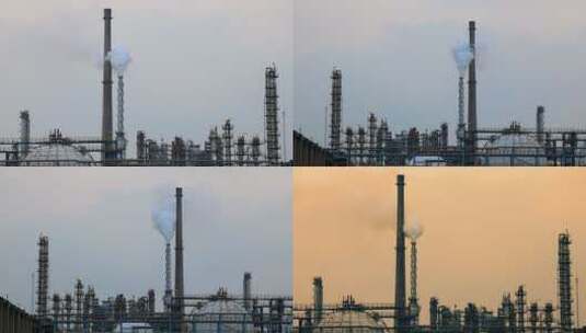 化工炼油厂烟囱高清在线视频素材下载