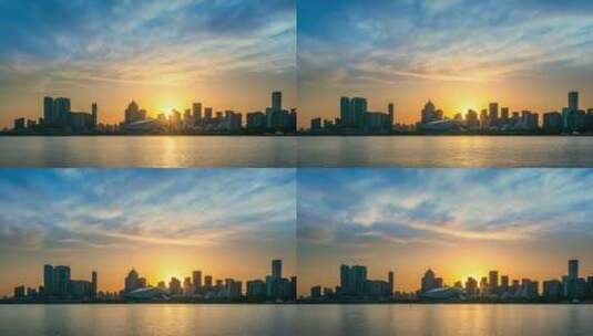 辽宁沈阳浑河城市风景日落与黄昏天空高清在线视频素材下载