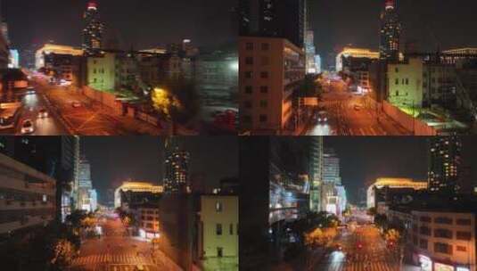 黄浦区河南中路夜景航拍高清在线视频素材下载