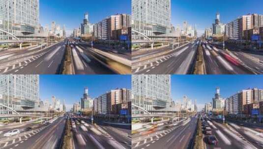 北京城市天际线与繁忙交通高清在线视频素材下载
