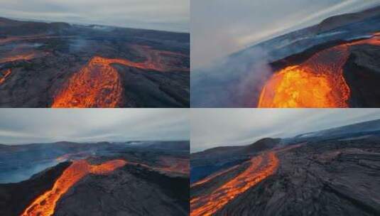 火山口熔浆4K高清在线视频素材下载