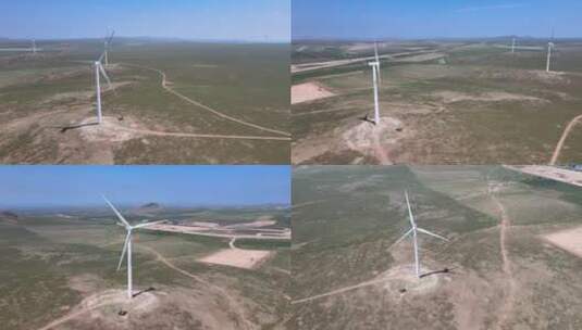最美内蒙草原 风力发电4K航拍高清在线视频素材下载