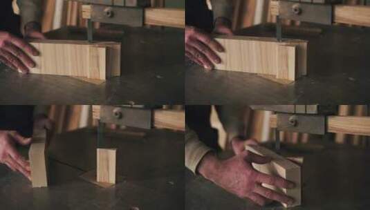 木柴加工木匠切割木头高清在线视频素材下载