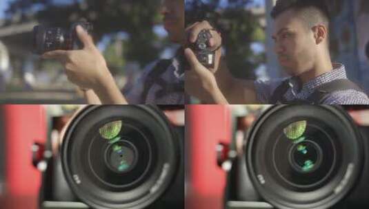 拿索尼相机拍照的游客高清在线视频素材下载