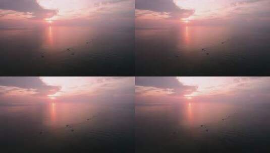 海南琼海海边日出航拍4k视频高清在线视频素材下载
