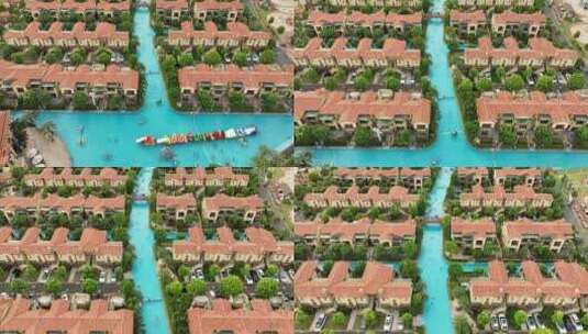 度假村泳池旅游景点航拍高清在线视频素材下载