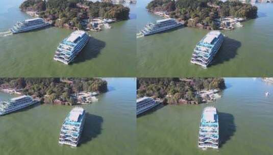 大理双廊南诏风情岛的旅游船高清在线视频素材下载