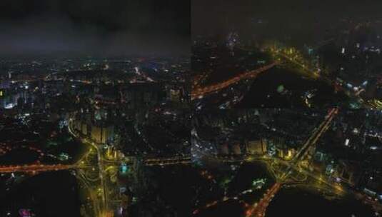 5K航拍海口龙华区滨海立交桥夜景合集1高清在线视频素材下载