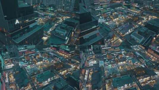 航拍西安城市现代建筑夜景高清在线视频素材下载