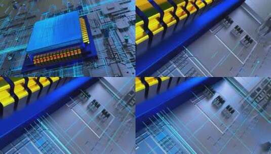 芯片电路板科技电流流动穿梭高清在线视频素材下载