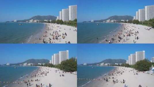 广东惠州巽寮湾风光海滩游客游玩D高清在线视频素材下载