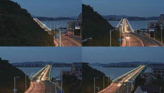 电影级航拍苏州太湖大桥夜景蓝调密度高清在线视频素材下载