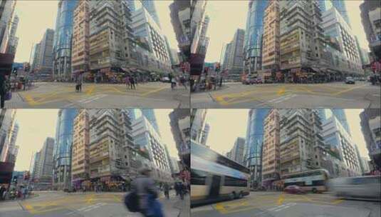 香港城市街道人流延时高清在线视频素材下载