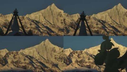 梅里雪山的日照金山高清在线视频素材下载