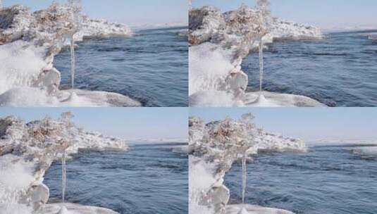 冰雪开始融化的河流高清在线视频素材下载