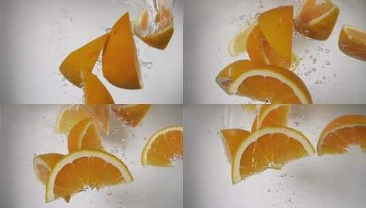 清爽的橙子落在水中高清在线视频素材下载
