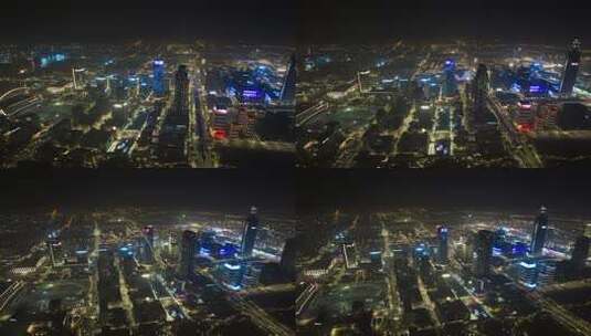 延时环绕航拍宁波东部新城夜景高清在线视频素材下载